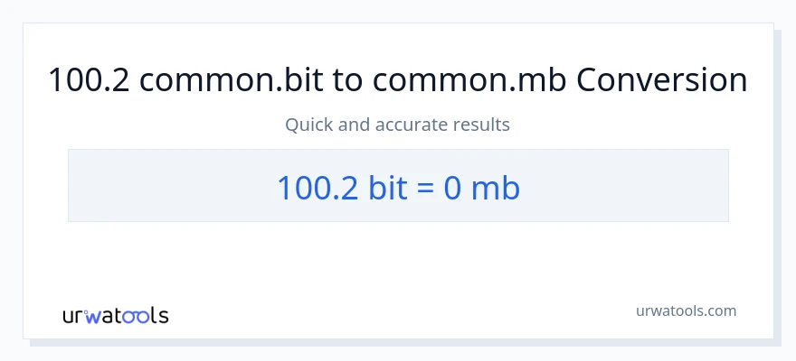 تبدیل 100.2 Bits به Megabytes