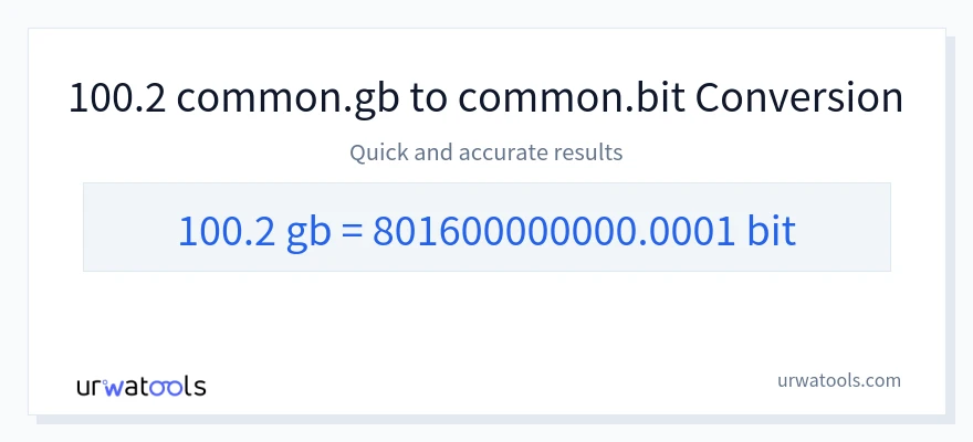 100.2 Gigabytes에서 Bits으로의 변환