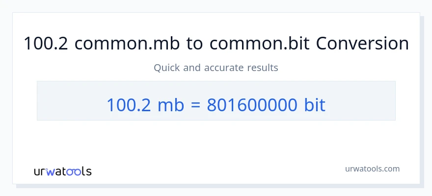 التحويل من 100.2 Megabytes إلى Bits
