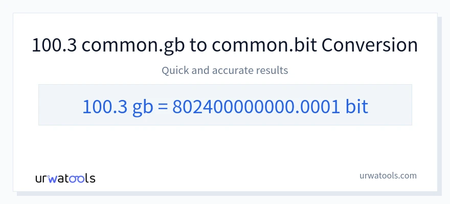 100.3 Gigabytes에서 Bits으로의 변환