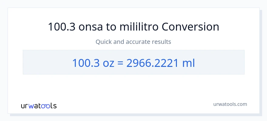 100.3 Mga onsa patungong mga mililitro na conversion