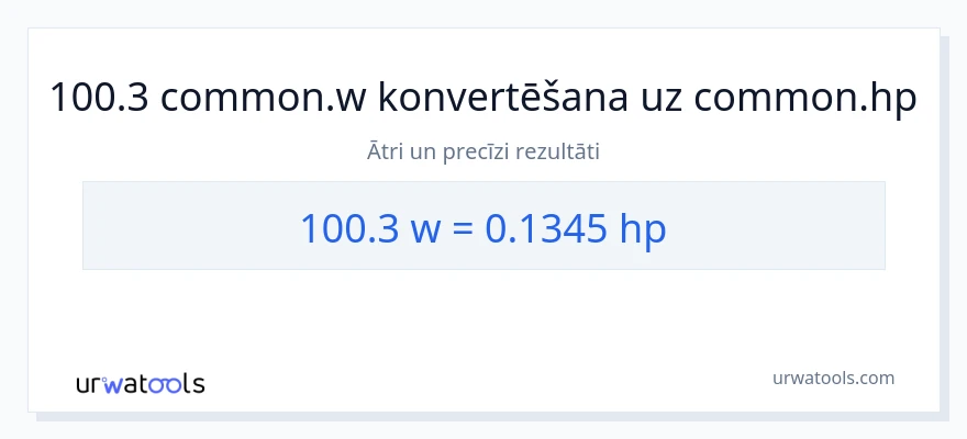 100.3 vati uz zirgspēki konversiju