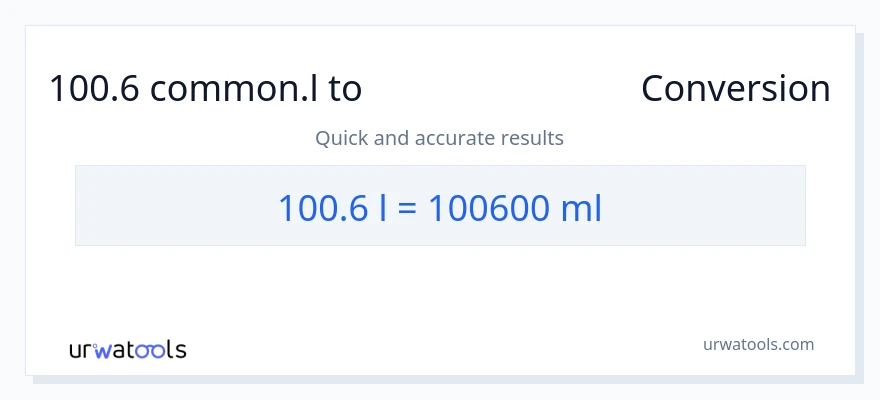 100.6 Liters ൽ നിന്ന് മില്ലിലിറ്റർ ലേക്ക് പരിവർത്തനം