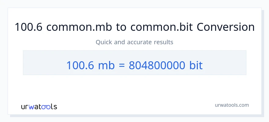 التحويل من 100.6 Megabytes إلى Bits