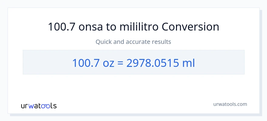 100.7 Mga onsa patungong mga mililitro na conversion