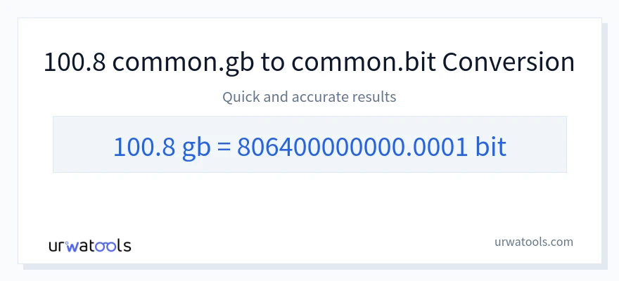 100.8 Gigabytes에서 Bits으로의 변환
