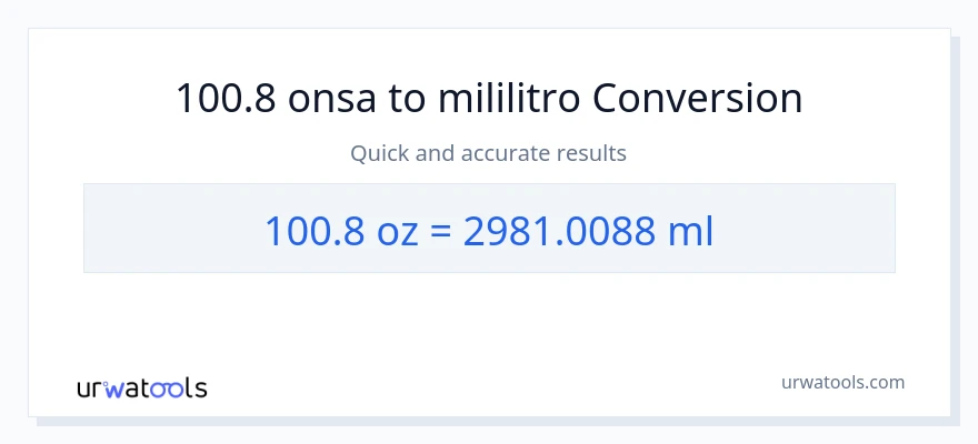 100.8 Mga onsa patungong mga mililitro na conversion