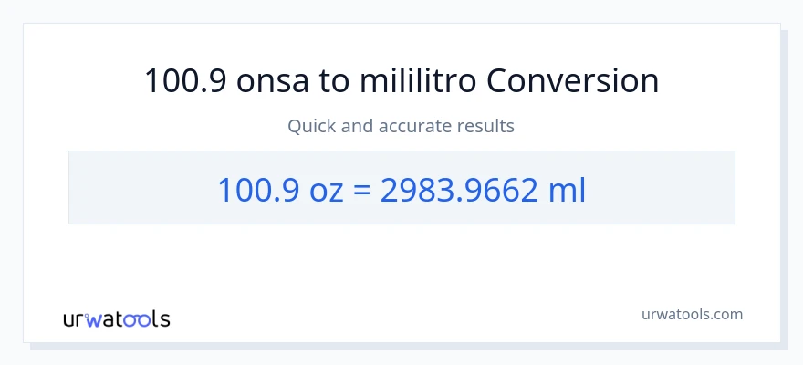 100.9 Mga onsa patungong mga mililitro na conversion