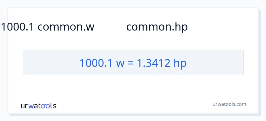 1000.1 ವ್ಯಾಟ್ಸ್ ರಿಂದ ಅಶ್ವಶಕ್ತಿ ಪರಿವರ್ತನೆ