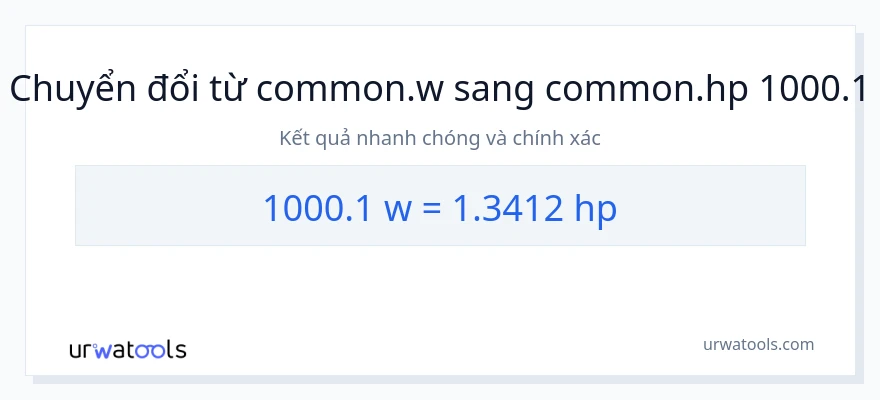 Chuyển đổi 1000.1 watt sang mã lực