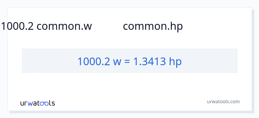 1000.2 ವ್ಯಾಟ್ಸ್ ರಿಂದ ಅಶ್ವಶಕ್ತಿ ಪರಿವರ್ತನೆ