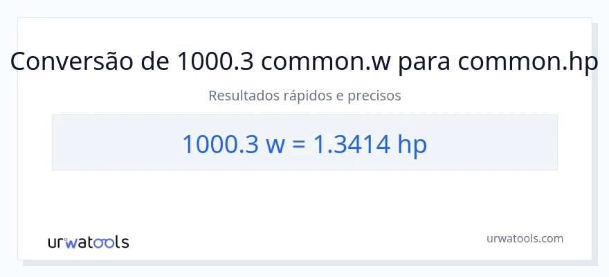 Conversão de 1000.3 watts para cavalos de potência