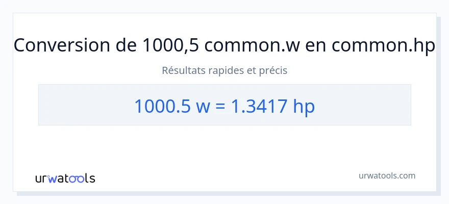 Conversion 1000.5 watts vers chevaux-vapeur