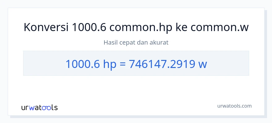 Konversi 1000.6 daya kuda ke watt