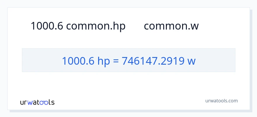 1000.6 馬力 から ワット への変換