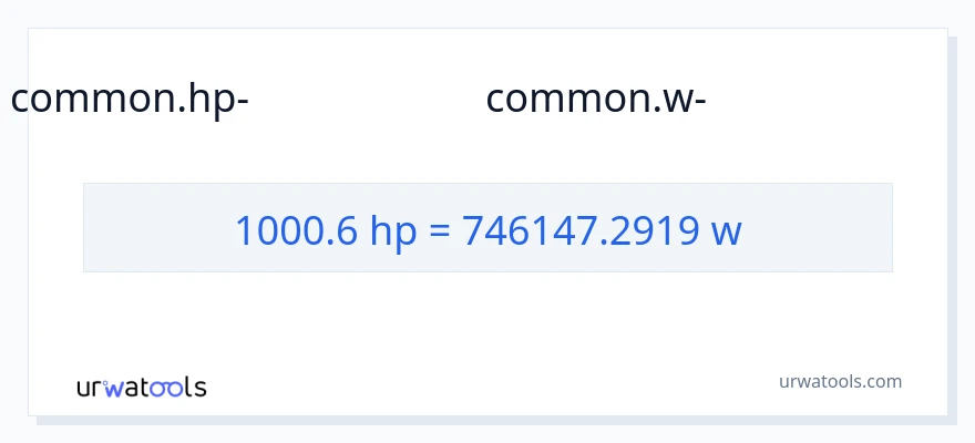 1000.6 കുതിരശക്തി ൽ നിന്ന് വാട്ട്സ് ലേക്ക് പരിവർത്തനം