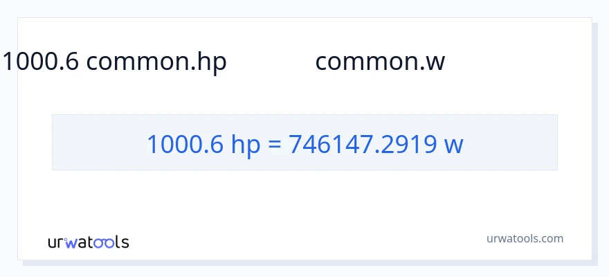 1000.6 అశ్వశక్తి నుండి వాట్స్ కు మార్పిడి