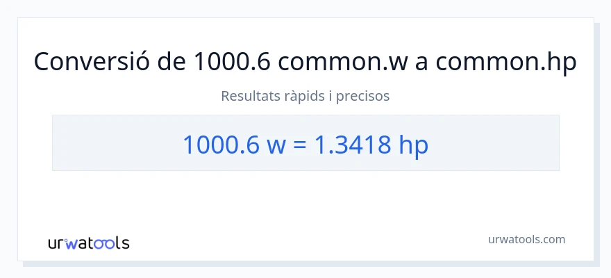Conversió de 1000.6 watts a cavalls de força
