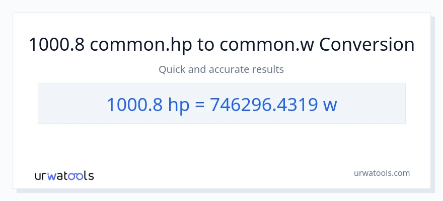 1000.8 horsepower to watts conversion