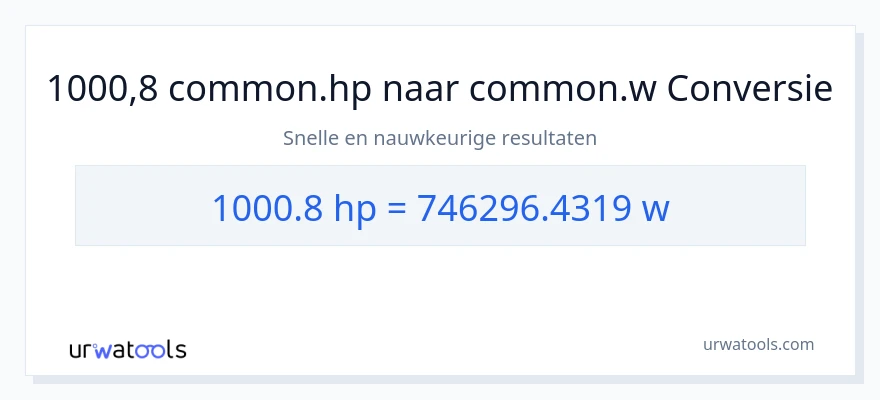 1000.8 paardenkracht naar watt conversie