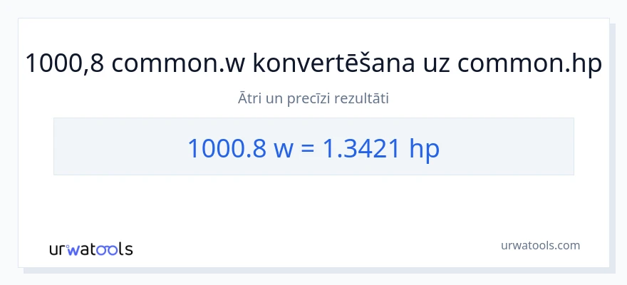 1000.8 vati uz zirgspēki konversiju