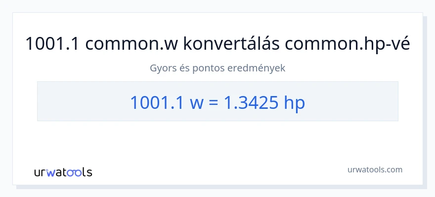 1001.1 watt - lóerő konverzió