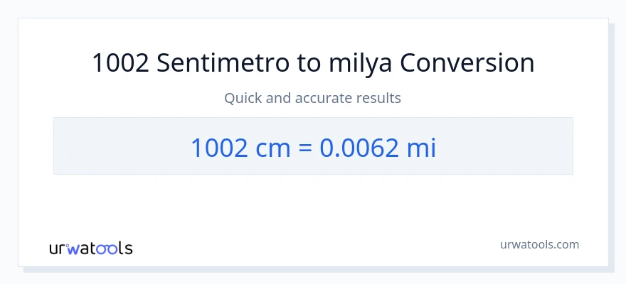 1002 Mga Sentimetro patungong milya na conversion