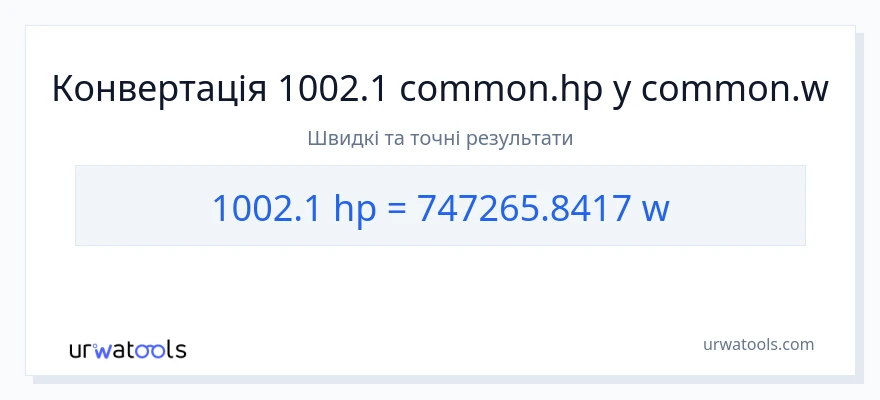 Конверсія з кінська сила у вати: 1002.1