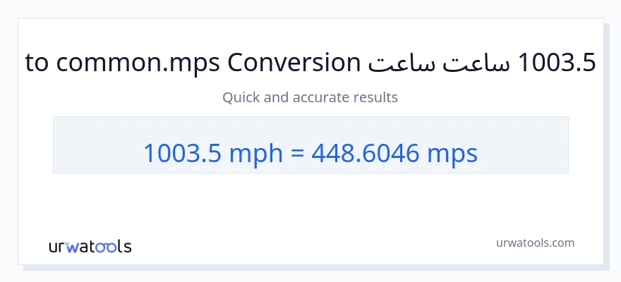 1003.5 په ساعت کې میلونه ته Meters Per Second بدلون