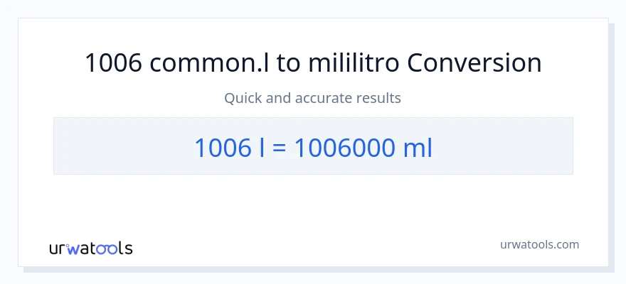 1006 Liters patungong mga mililitro na conversion