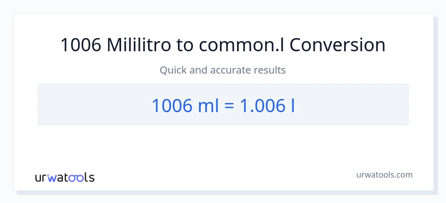 1006 mga mililitro patungong Liters na conversion
