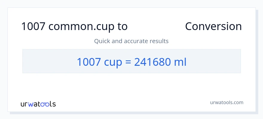 تبدیل 1007 فنجان‌ها به میلی‌لیتر