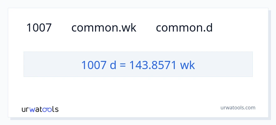 تبدیل 1007 روزها به هفته‌ها