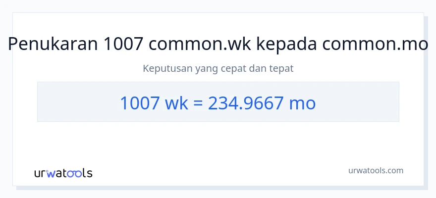 1007 Weeks to Bulan conversion