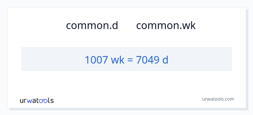 تبدیل 1007 هفته‌ها به روزها