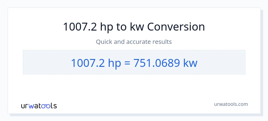 1007.2 lakas-kabayo patungong kilowatts na conversion