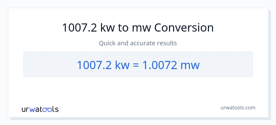 1007.2 kilowatts patungong mga megawatt na conversion