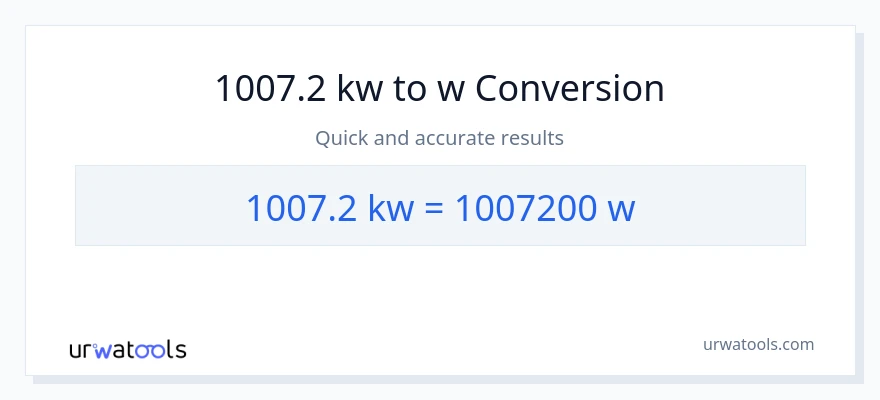 1007.2 kilowatts patungong watts na conversion
