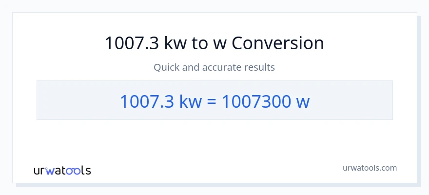 1007.3 kilowatts patungong watts na conversion