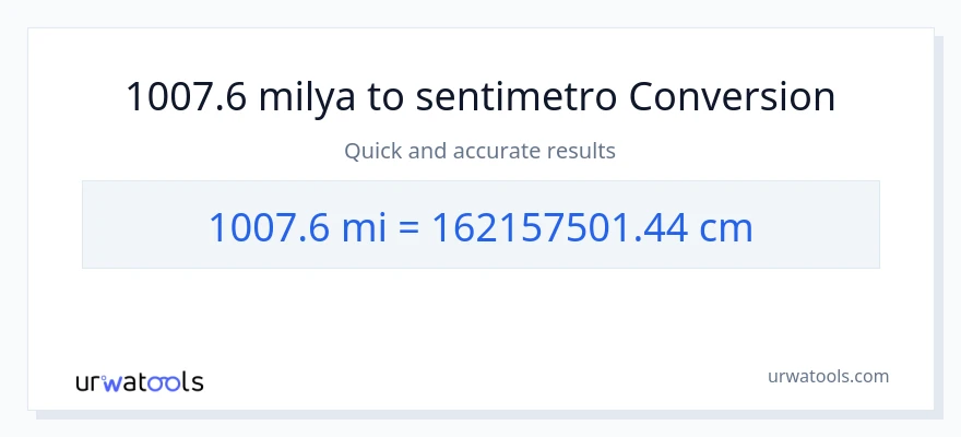 1007.6 milya patungong Mga Sentimetro na conversion