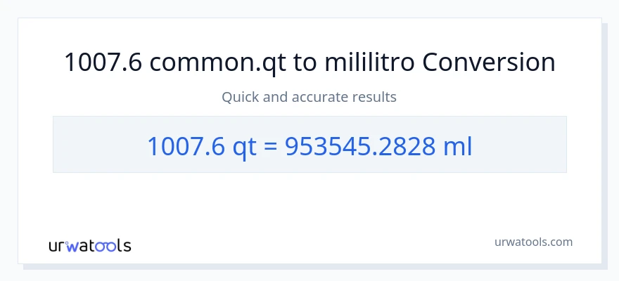 1007.6 Quarts patungong mga mililitro na conversion
