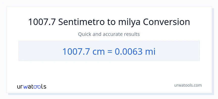 1007.7 Mga Sentimetro patungong milya na conversion