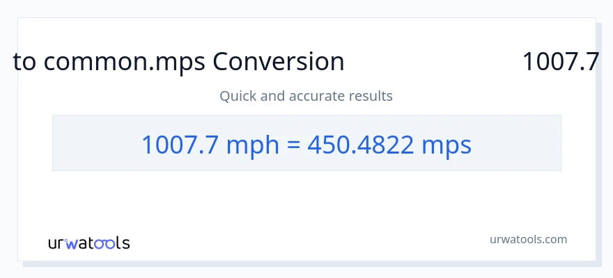 تبدیل 1007.7 مایل در ساعت به Meters Per Second
