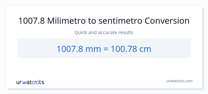 1007.8 milimetro patungong Mga Sentimetro na conversion