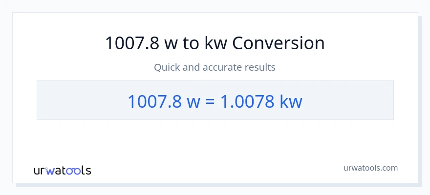 1007.8 watts patungong kilowatts na conversion