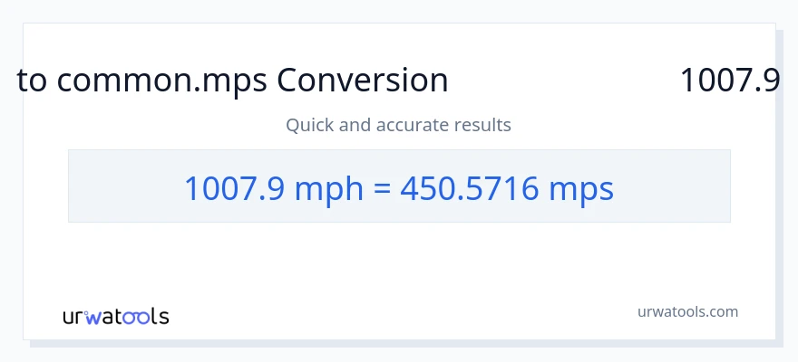 1007.9 میل فی گھنٹہ سے Meters Per Second کی تبدیلی