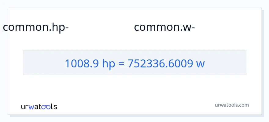 1008.9 കുതിരശക്തി ൽ നിന്ന് വാട്ട്സ് ലേക്ക് പരിവർത്തനം
