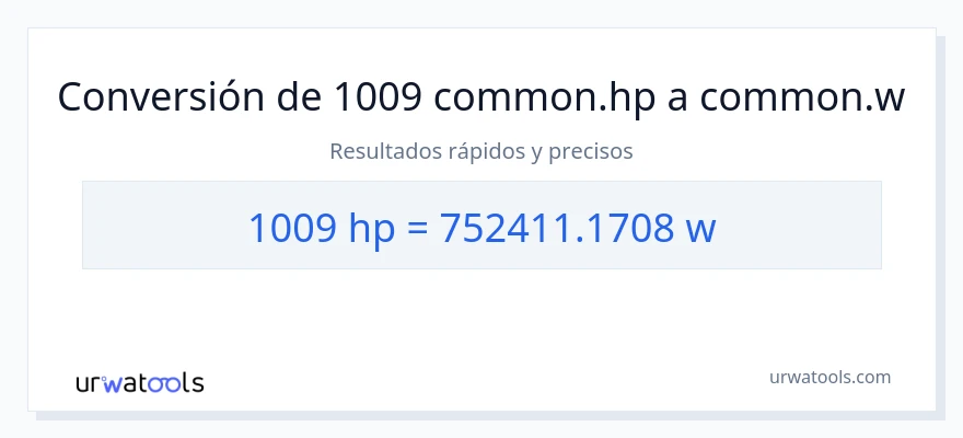 Conversión de 1009 caballo de fuerza a vatios