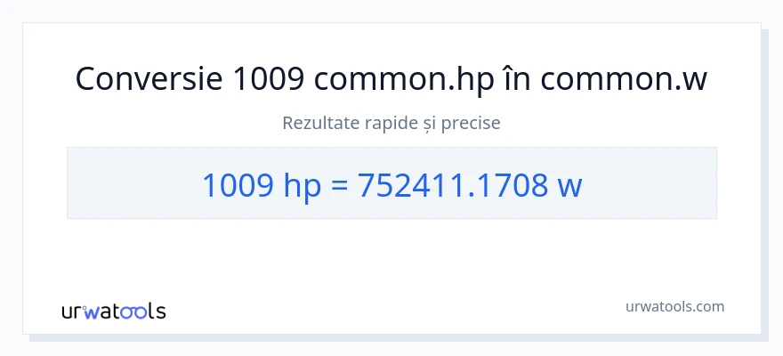Conversie 1009 cai putere la wați