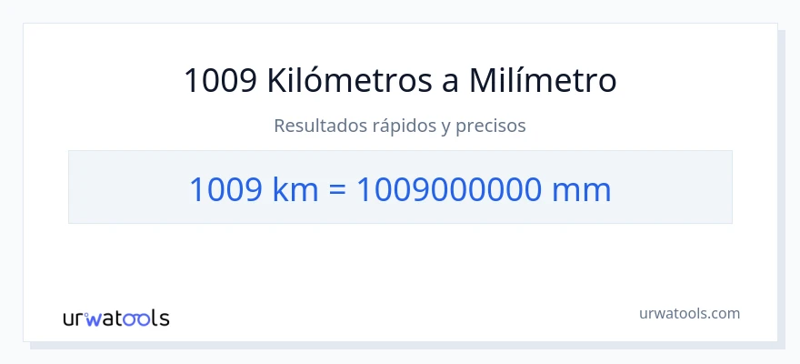 Conversión de 1009 kilómetros a milímetros